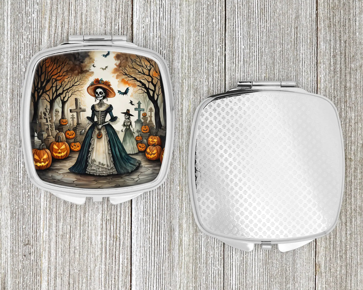 La Catrina Skeleton Spooky Halloween Compact Mirror