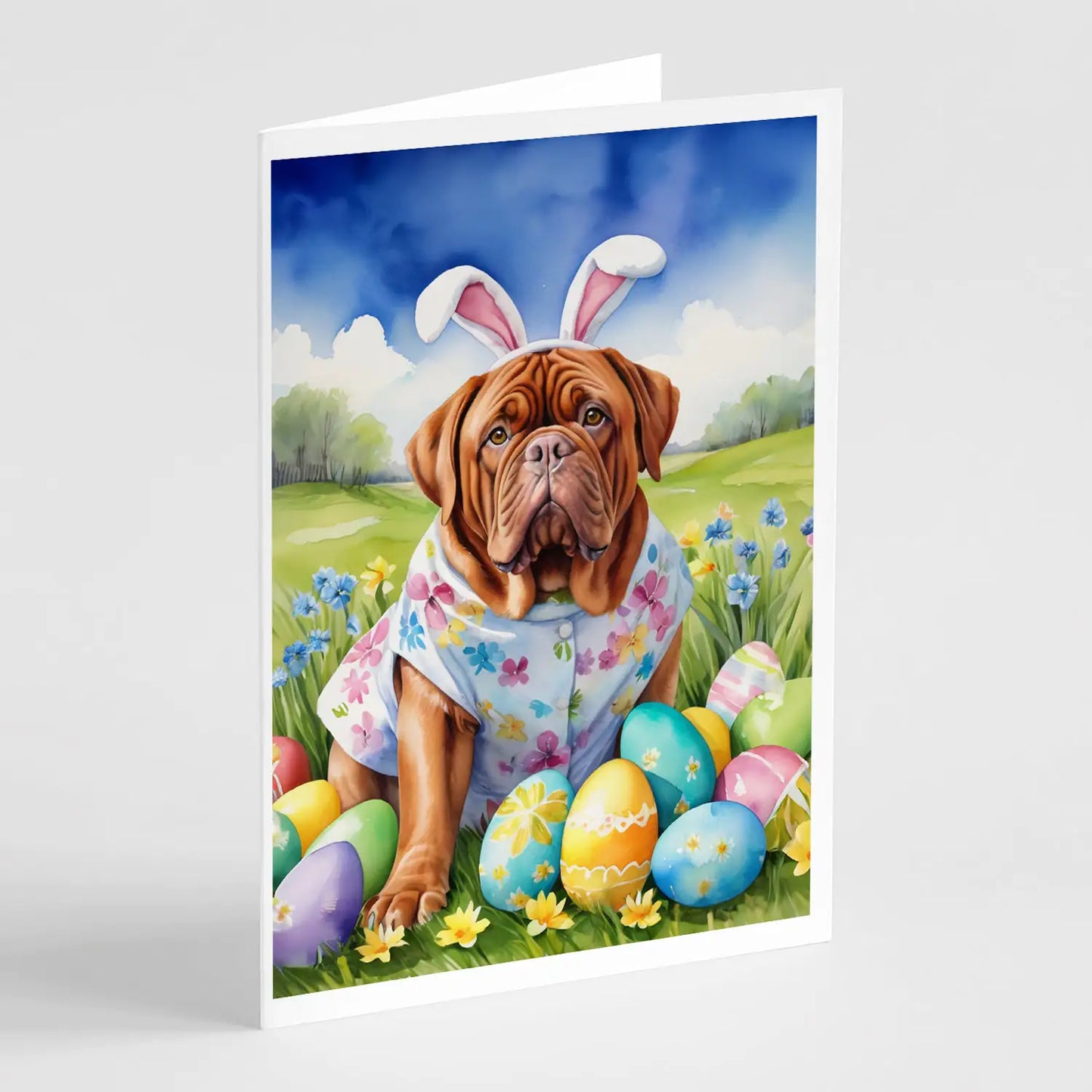 Dogue de Bordeaux Easter Egg Hunt Greeting Cards Pack of 8