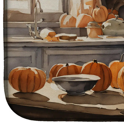 Boxer Fall Kitchen Pumpkins Dish Drying Mat