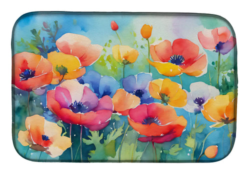 Anemones in Watercolor Dish Drying Mat