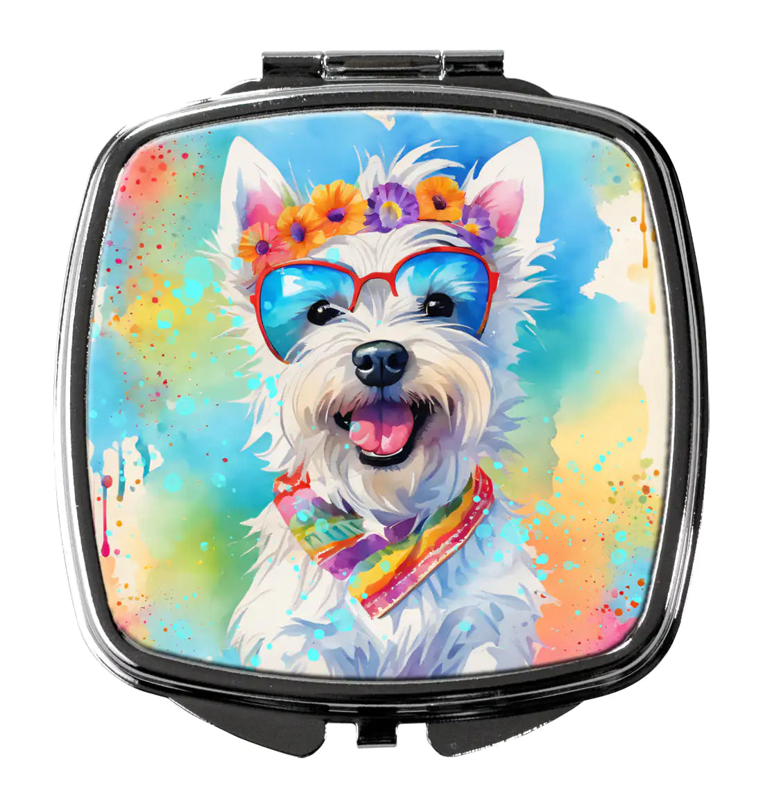 Westie Hippie Dawg Compact Mirror