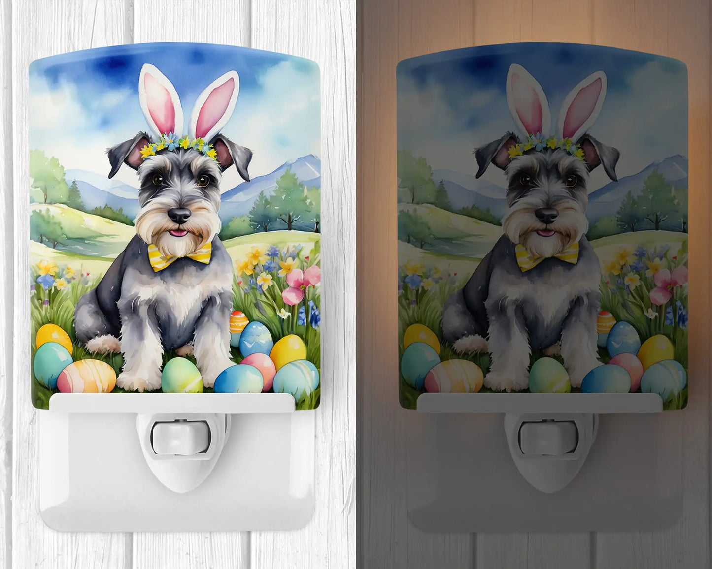 Schnauzer Easter Egg Hunt Ceramic Night Light