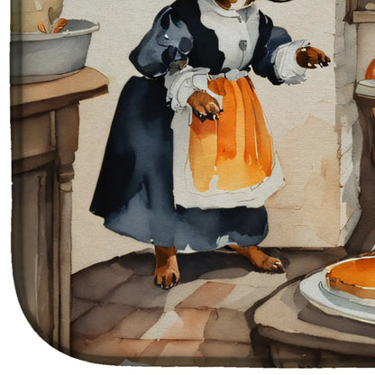 Dachshund Fall Kitchen Pumpkins Dish Drying Mat