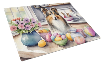 Decorating Easter Sheltie Glass Cutting Board