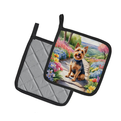 Australian Terrier Spring Garden Pair of Pot Holders