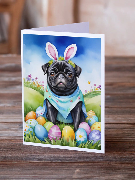 Pug Easter Egg Hunt Greeting Cards Pack of 8