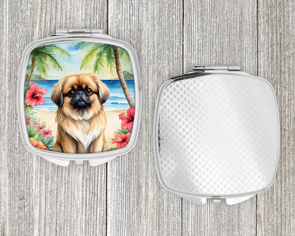 Pekingese Luau Compact Mirror