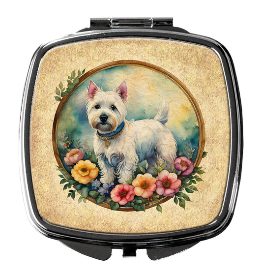 Westie and Flowers Compact Mirror