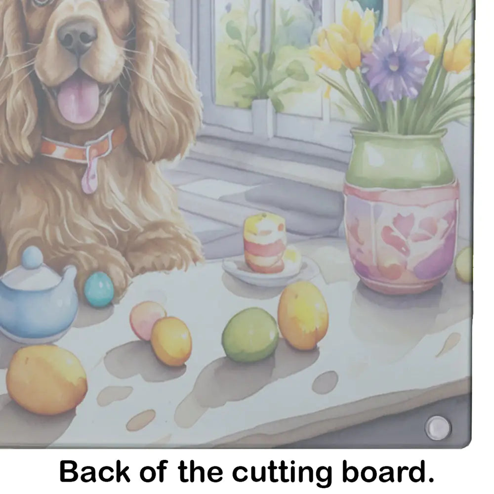 Decorating Easter Cocker Spaniel Glass Cutting Board