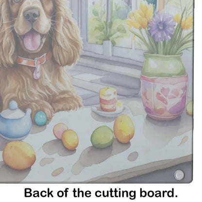 Decorating Easter Cocker Spaniel Glass Cutting Board