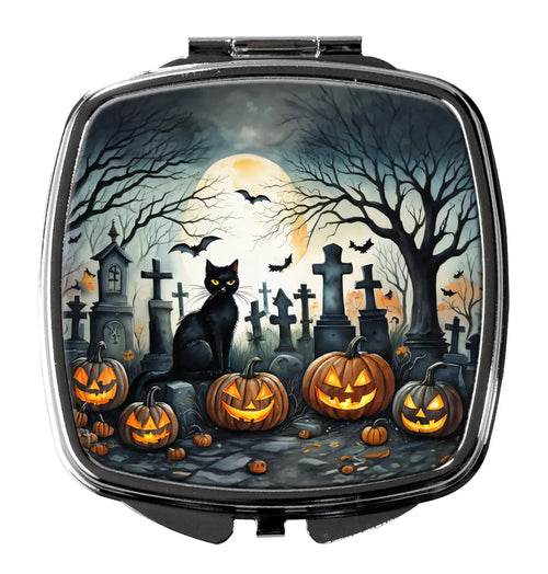 Black Cat Spooky Halloween Compact Mirror