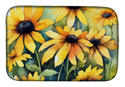 Maryland Black-Eyed Susans in Watercolor Dish Drying Mat