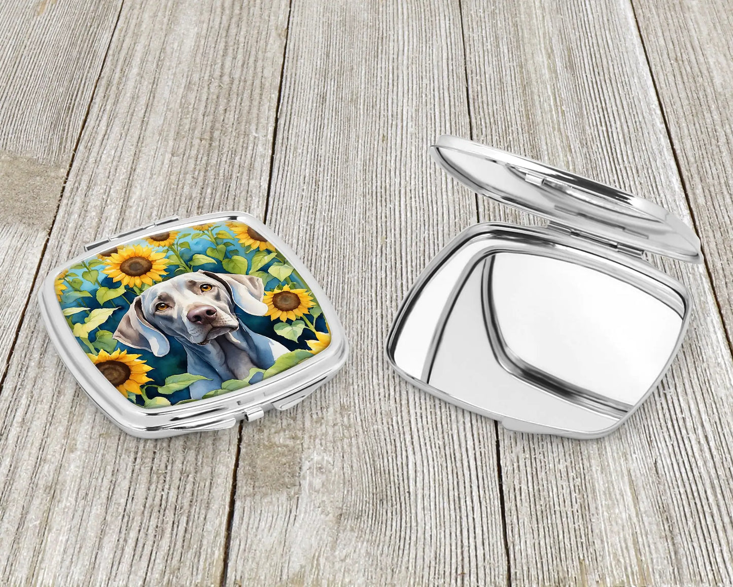 Weimaraner in Sunflowers Compact Mirror
