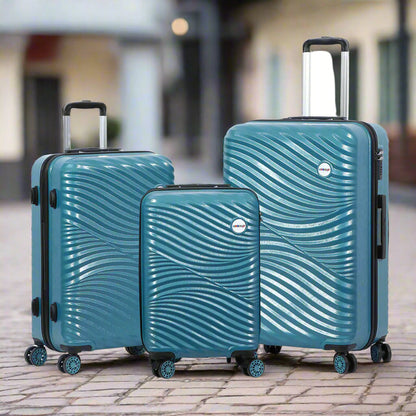 Biggdesign Moods Up Hard Luggage Sets With Spinner Wheels, Steel Blue, 3 Pcs.
