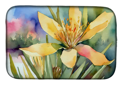 New Mexico Yucca Flower in Watercolor Dish Drying Mat