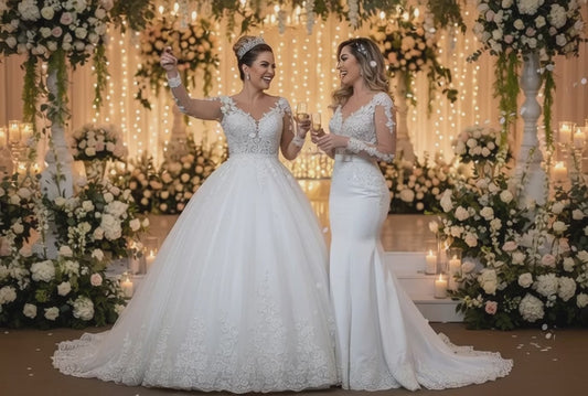 Applique Long Sleeve Wedding Dress, Bridal Gown