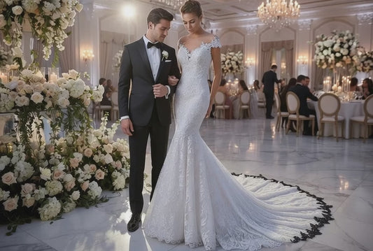 Princess Bride Mermaid White Trailing Backless Lace Wedding Dress