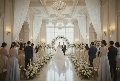 High Waist Wedding Dress With Deep V-neck