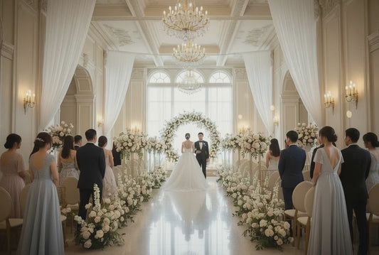 High Waist Wedding Dress With Deep V-neck