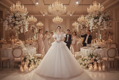 Angel's wedding, fashion bride, one shoulder dress