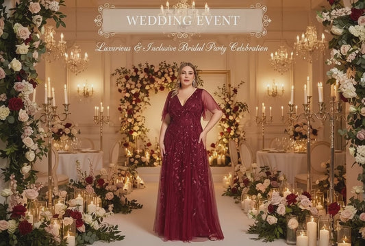 Women's Plus Size Bridesmaid Sequined Net Fishtail Dress