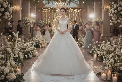 Summer Wedding, Simple Shoulder Thin, Bride Dress
