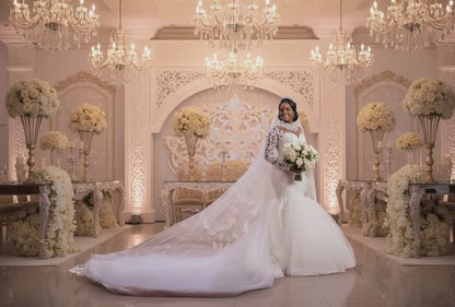 Long Sleeves Mermaid  White Wedding Dress