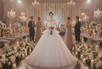 Angel's wedding, fashion bride, one shoulder dress