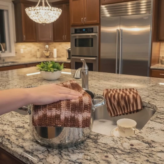 HandMade Cotton Dish Cloths 3 Tone Browns
