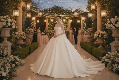 A Strapless Dress With A Big Train