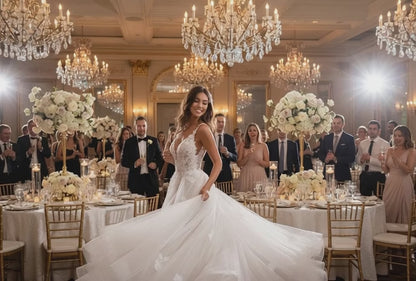 New Slim And Deep V Suspender Light Wedding Dress