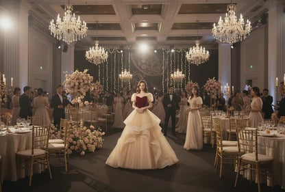 Red Wedding Dress French Princess Petti skirt Gown