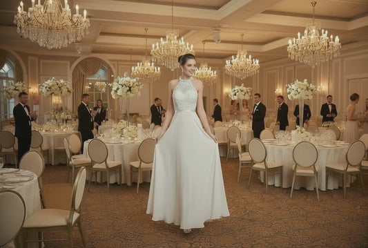 Sleeveless Halter neck Wedding Temperament Bridesmaid Dress