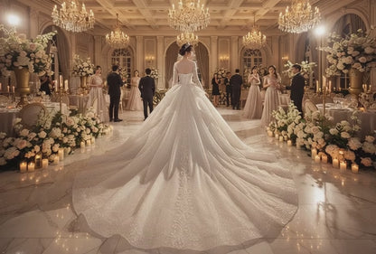 Wedding Evening Dress New Bride French Temperament Dream Long-sleeved Retro Big Tail