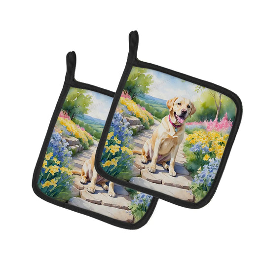 Labrador Retriever Spring Path Pair of Pot Holders