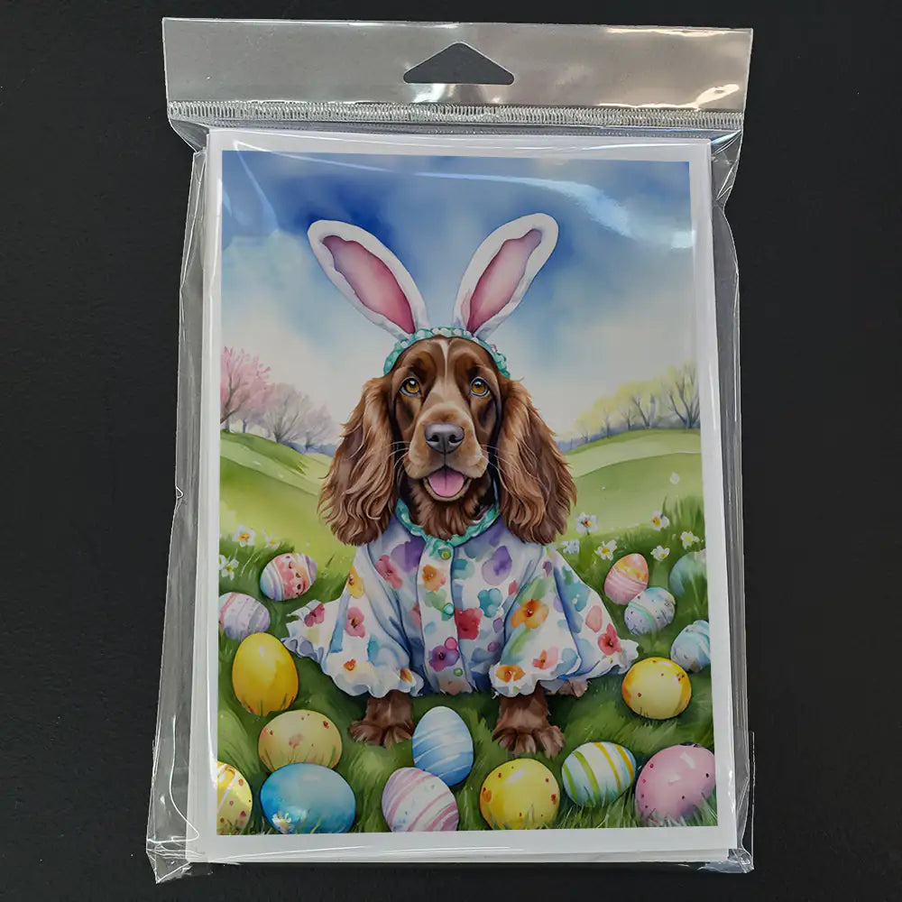 English Cocker Spaniel Easter Egg Hunt Greeting Cards Pack of 8