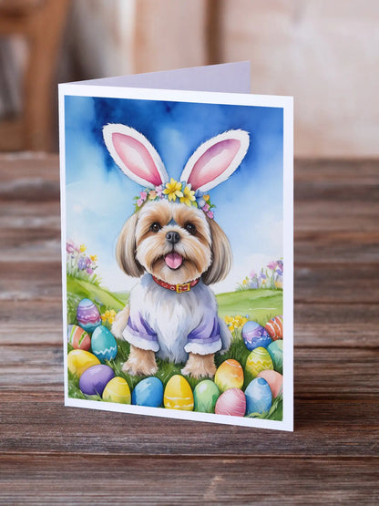 Lhasa Apso Easter Egg Hunt Greeting Cards Pack of 8