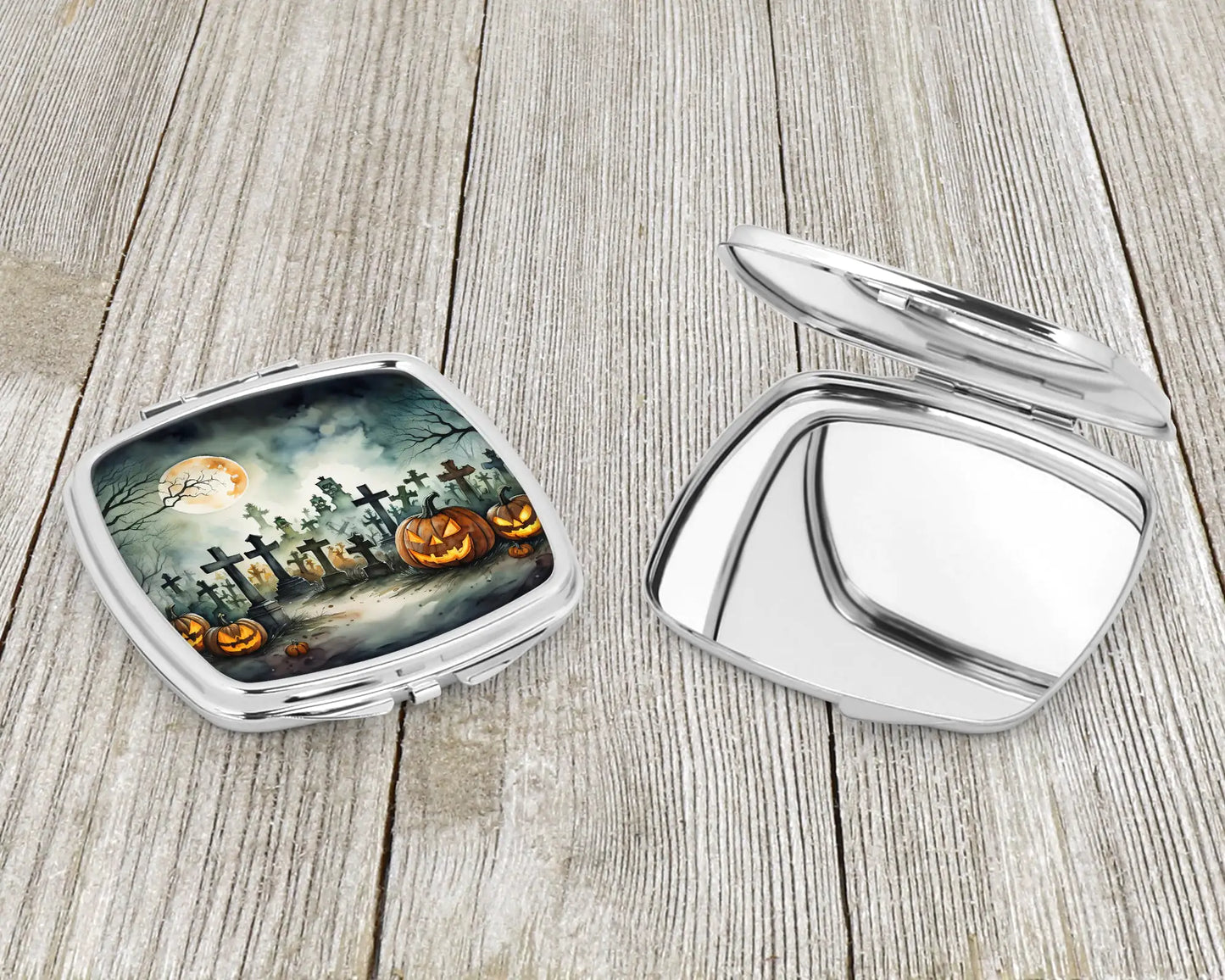 Graveyard Spooky Halloween Compact Mirror