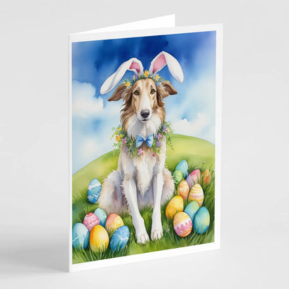 Borzoi Easter Egg Hunt Greeting Cards Pack of 8