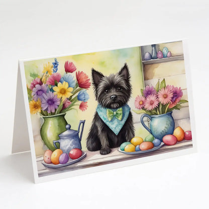 Decorating Easter Cairn Terrier Greeting Cards Pack of 8