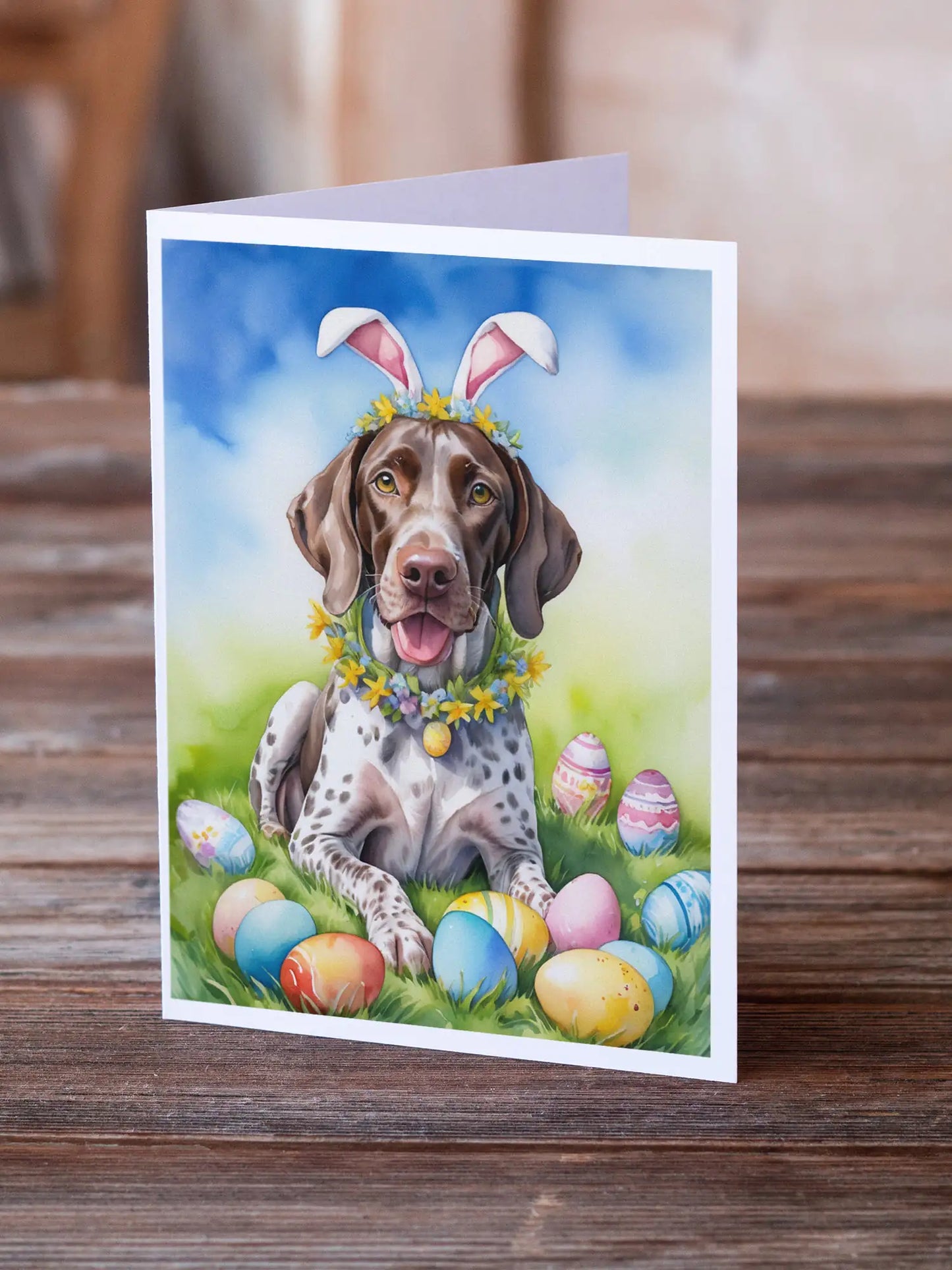 German Shorthaired Pointer Easter Egg Hunt Greeting Cards Pack of 8