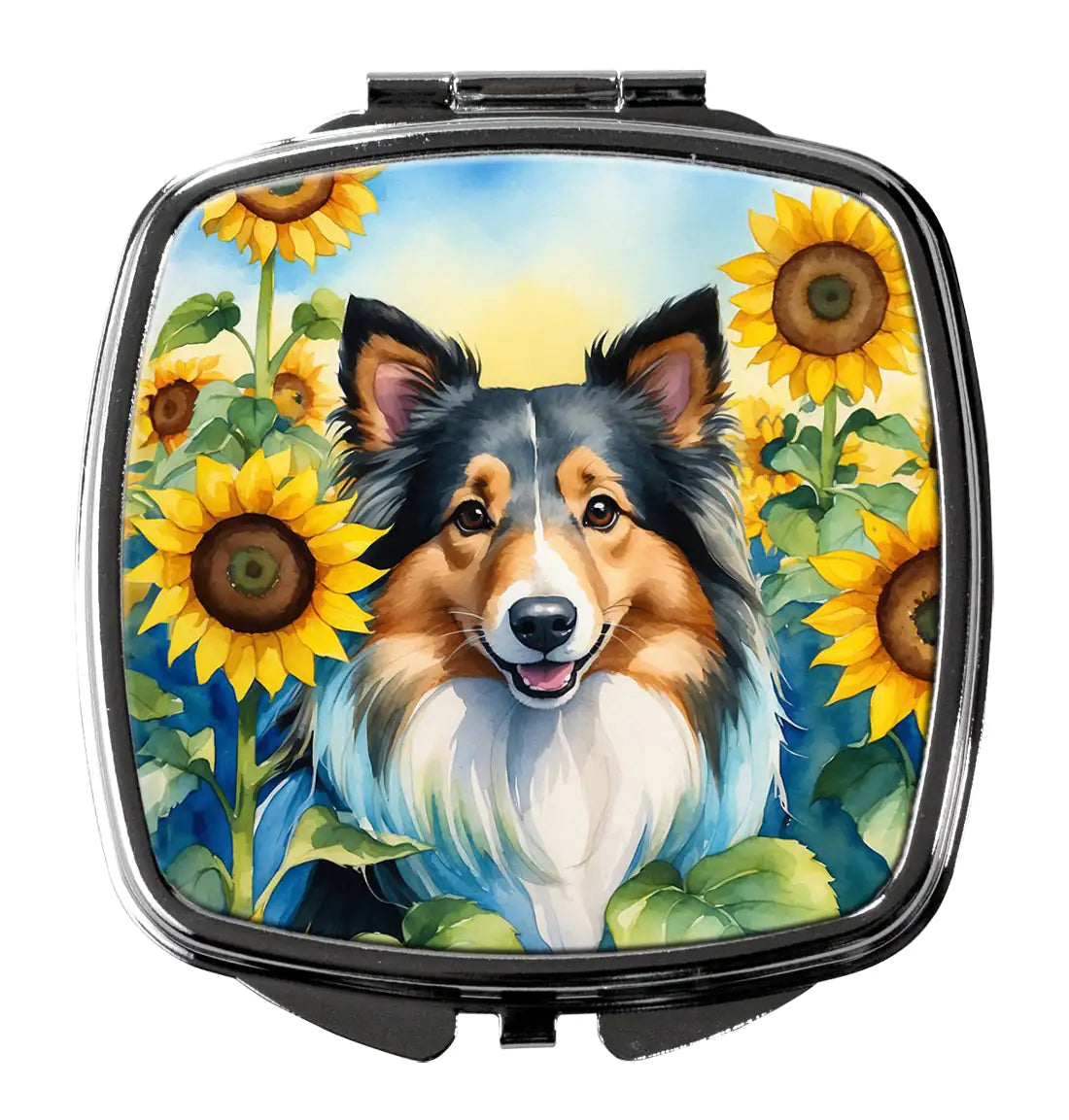 Sheltie in Sunflowers Compact Mirror