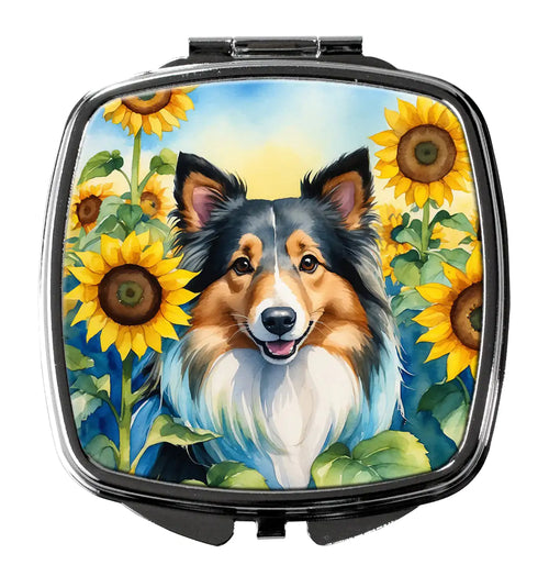 Sheltie in Sunflowers Compact Mirror