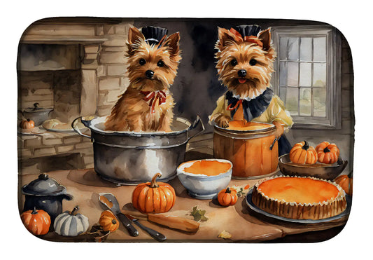 Norwich Terrier Fall Kitchen Pumpkins Dish Drying Mat