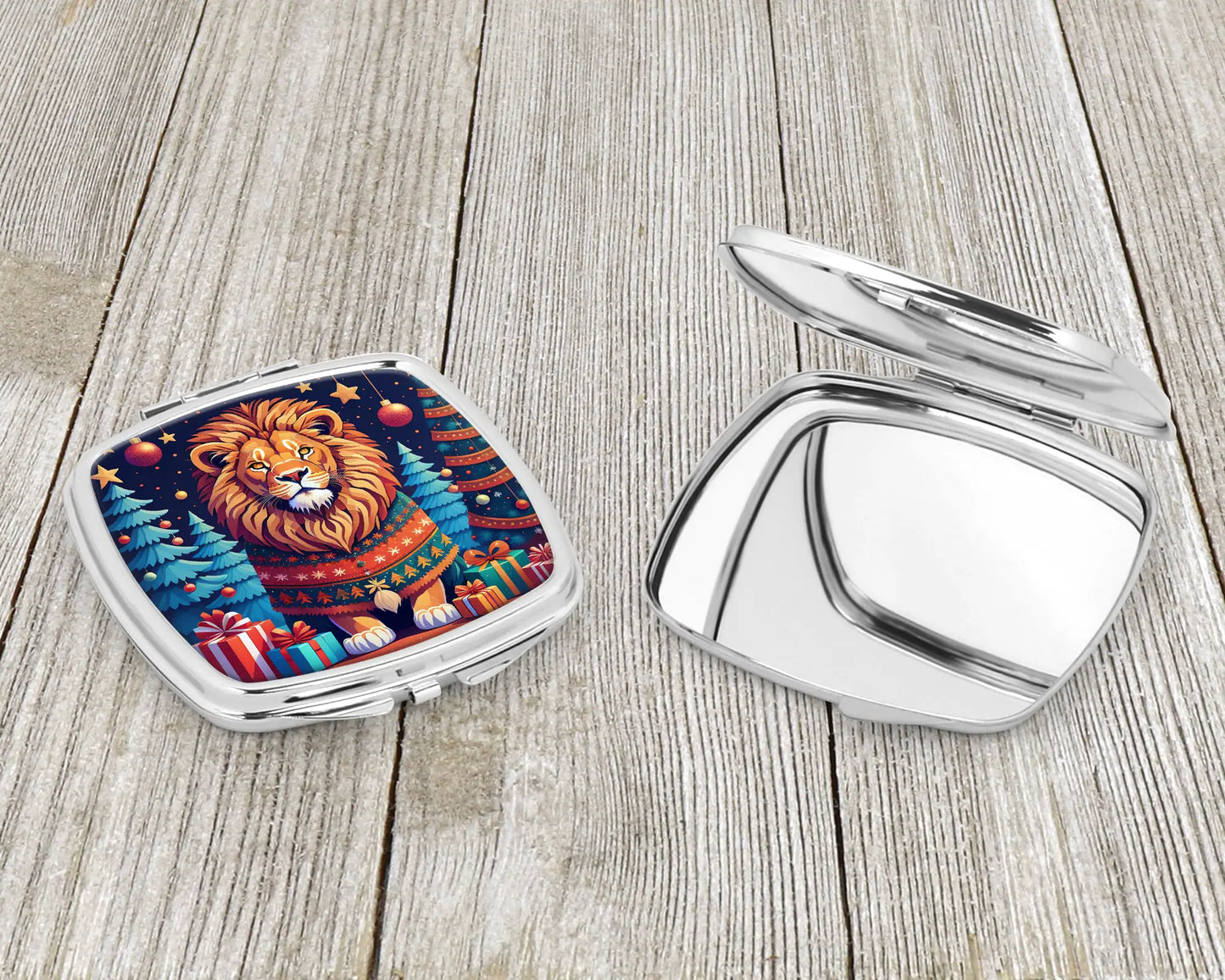 Lion Christmas Compact Mirror