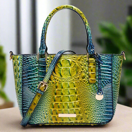Makcr Joacbv Ladies Tote Leather Bags for Women Crocodile Embossed Zipper Satchel Purse Elegant Compartments Crossbody Work