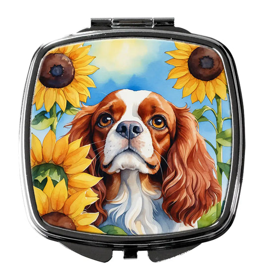 Cavalier Spaniel in Sunflowers Compact Mirror