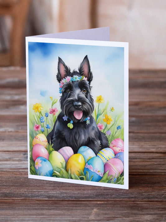 Scottish Terrier Easter Egg Hunt Greeting Cards Pack of 8