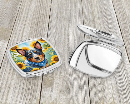 Australian Cattle Dog in Sunflowers Compact Mirror
