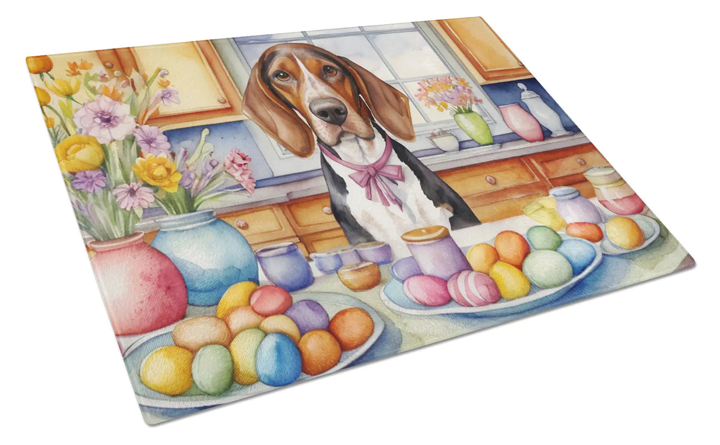 Decorating Easter American English Coonhound Glass Cutting Board